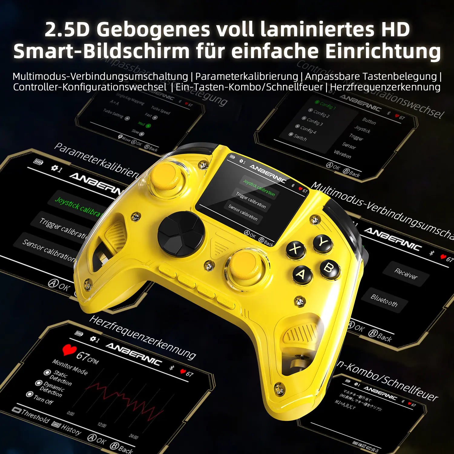2.5D gebogener, vollflächig laminierter HD-Smart-Bildschirm für Controller-Setup
